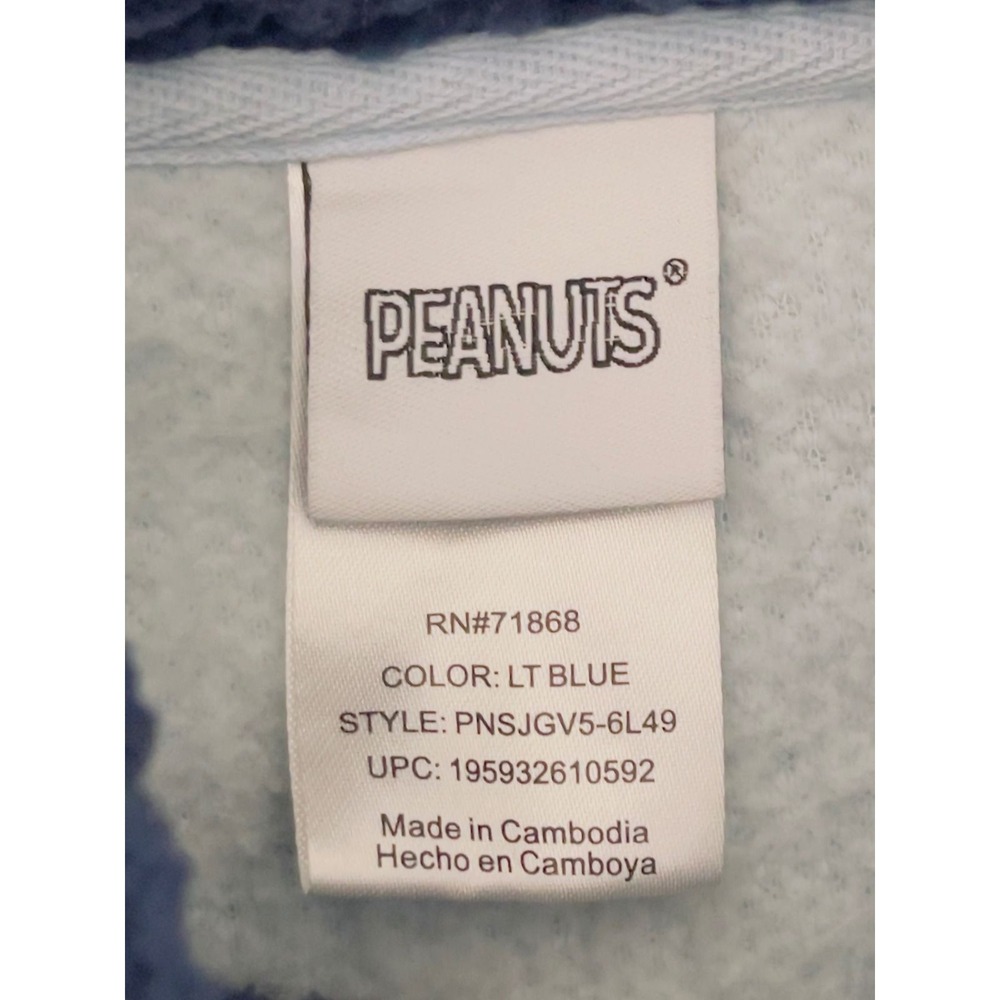 Peanuts Women Blue Snoopy Stay Cool Sherpa Quarter Zip Fleece Pullover XL - Picture 6 of 7